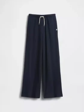 Pantalones infantiles holgados de punto waffle con pierna ancha