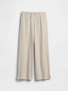 Pantalones infantiles holgados de punto waffle con pierna ancha