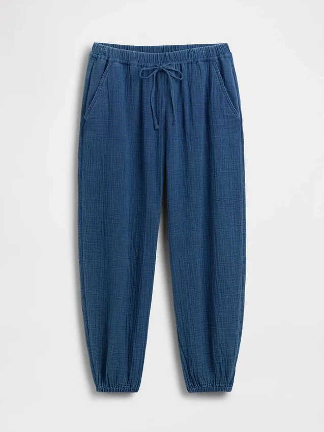 Pantalones joggers de mezclilla de gasa de algodón con corte Easy Barrel