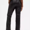 Pantalones largos y ajustados de cuero vegano reciclado de talle bajo