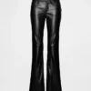 Pantalones largos y ajustados de cuero vegano reciclado de talle bajo