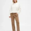 Pantalones largos y ajustados de pana de talle bajo