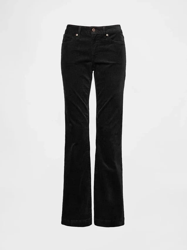 Pantalones largos y ajustados de pana de talle bajo