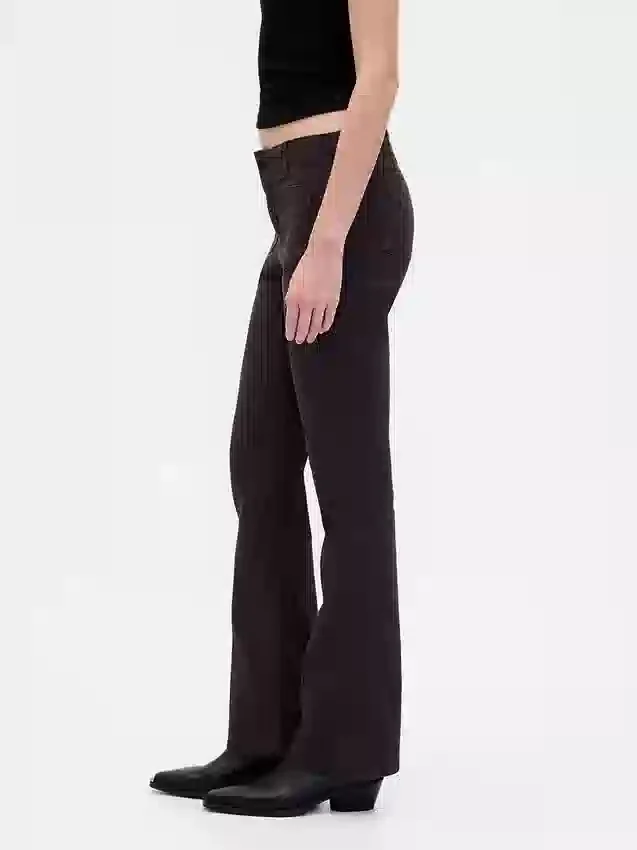 Pantalones largos y ajustados de sarga de talle bajo