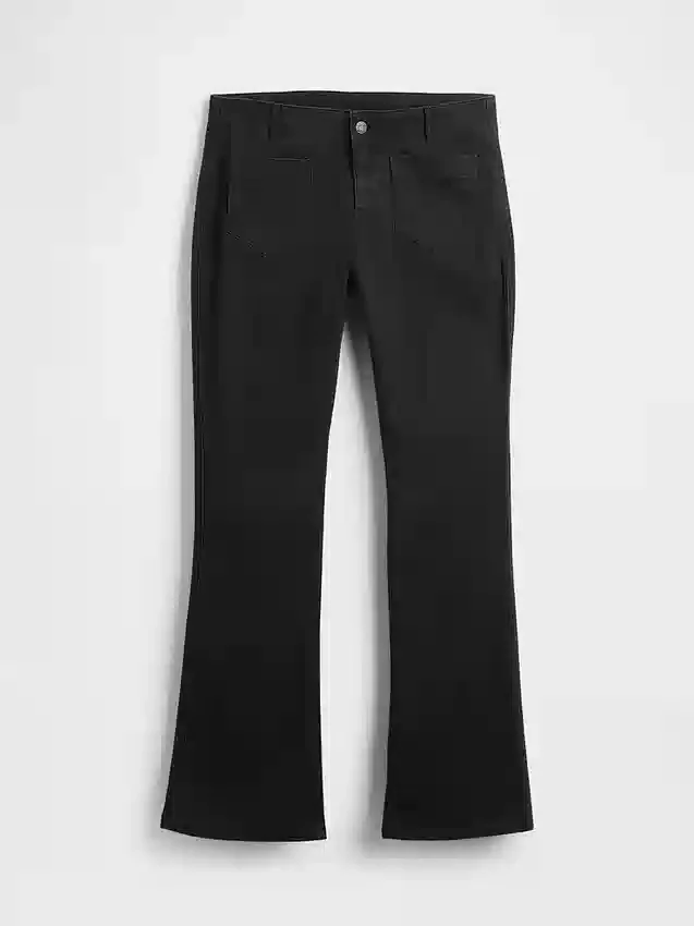 Pantalones largos y ajustados de sarga de talle bajo
