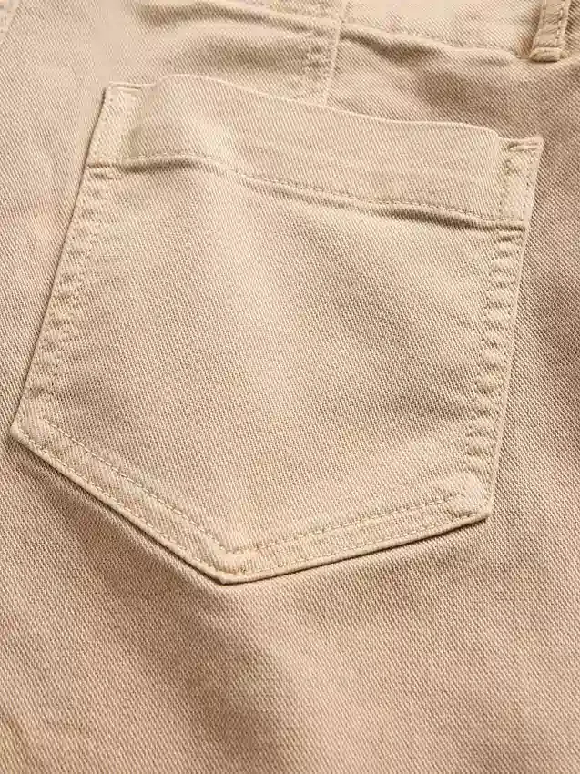 Pantalones largos y ajustados de sarga de talle bajo