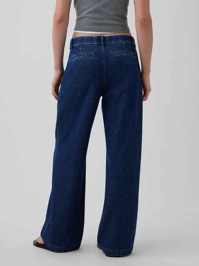 Pantalones plisados de mezclilla de talle bajo 365