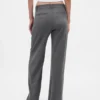 Pantalones plisados de sarga cepillada de talle bajo 365