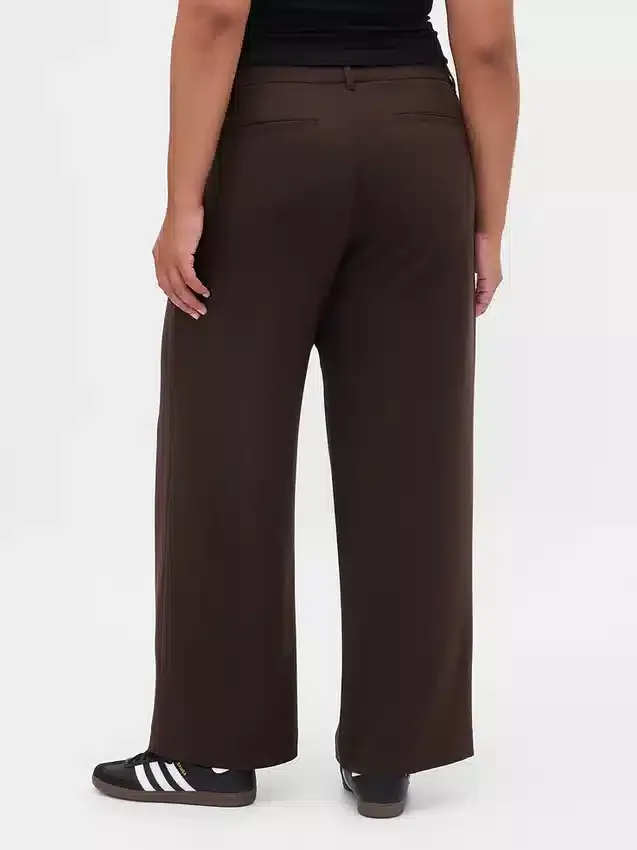 Pantalones plisados de sarga cepillada de talle bajo 365