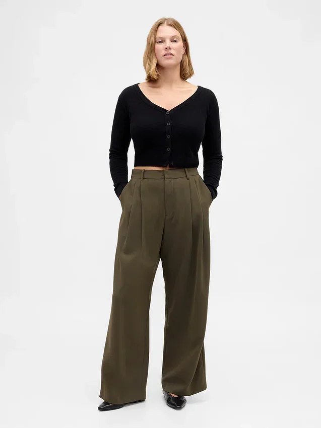 Pantalones plisados de talle alto Curvy 365