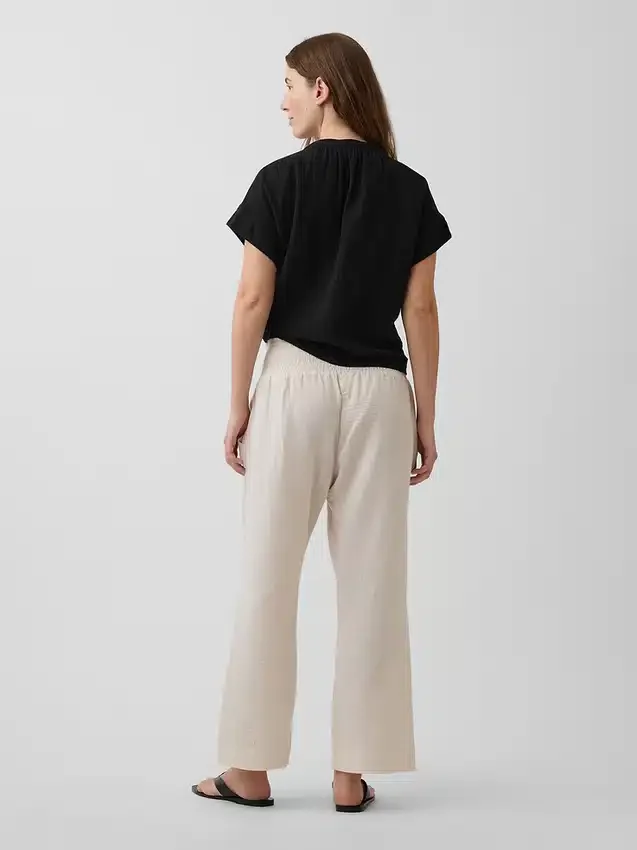 Pantalones premamá de gasa de algodón con panel completo