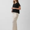 Pantalones premamá de gasa de algodón con panel completo