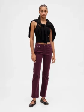 Pantalones rectos ajustados de pana de talle bajo estilo de los 90