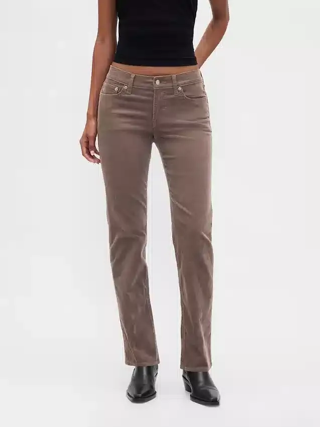 Pantalones rectos ajustados de pana de talle bajo estilo de los 90