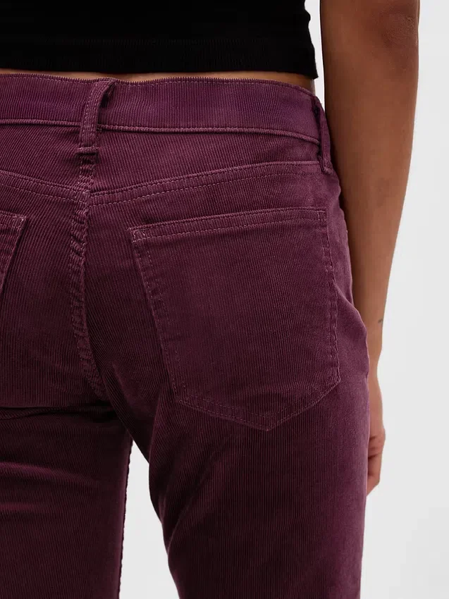 Pantalones rectos ajustados de pana de talle bajo estilo de los 90