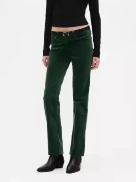 Pantalones rectos ajustados de terciopelo de talle bajo estilo de los 90