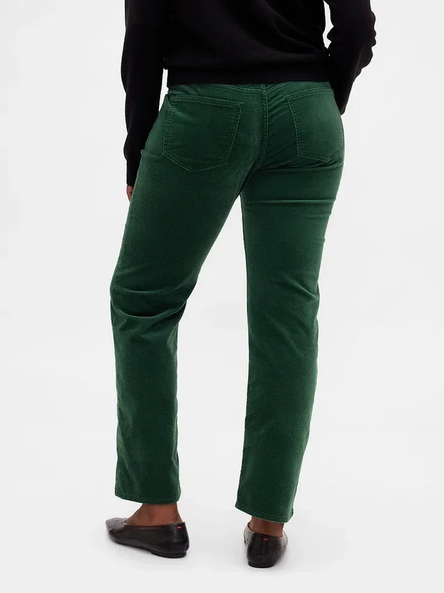 Pantalones rectos ajustados de terciopelo de talle bajo estilo de los 90