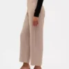 Pantalones rectos de cintura alta de sarga hasta el tobillo