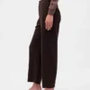 Pantalones rectos de cintura alta de sarga hasta el tobillo