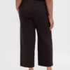 Pantalones rectos de cintura alta de sarga hasta el tobillo