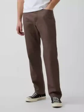 Pantalones rectos holgados de lino y algodón