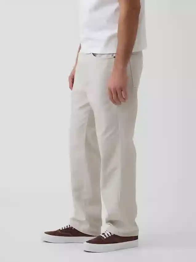 Pantalones rectos holgados de lino y algodón