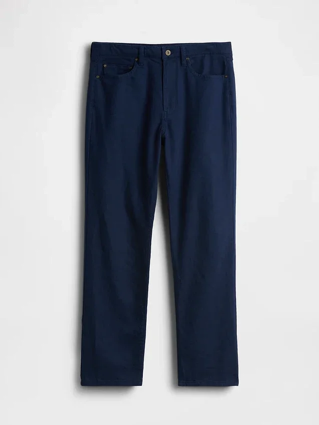 Pantalones rectos holgados de lino y algodón
