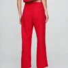 Pantalones rectos holgados hasta el tobillo de mezcla de lino