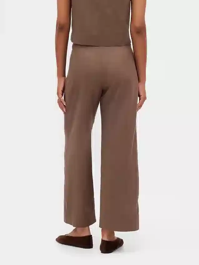 Pantalones rectos holgados hasta el tobillo de mezcla de lino