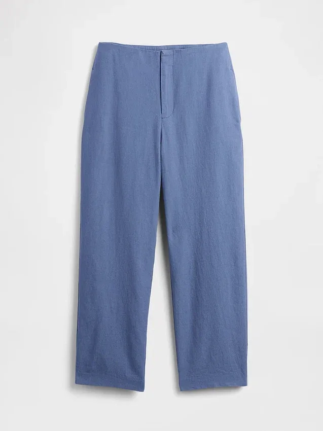 Pantalones rectos holgados hasta el tobillo de mezcla de lino