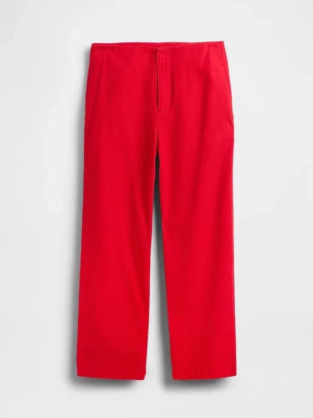 Pantalones rectos holgados hasta el tobillo de mezcla de lino