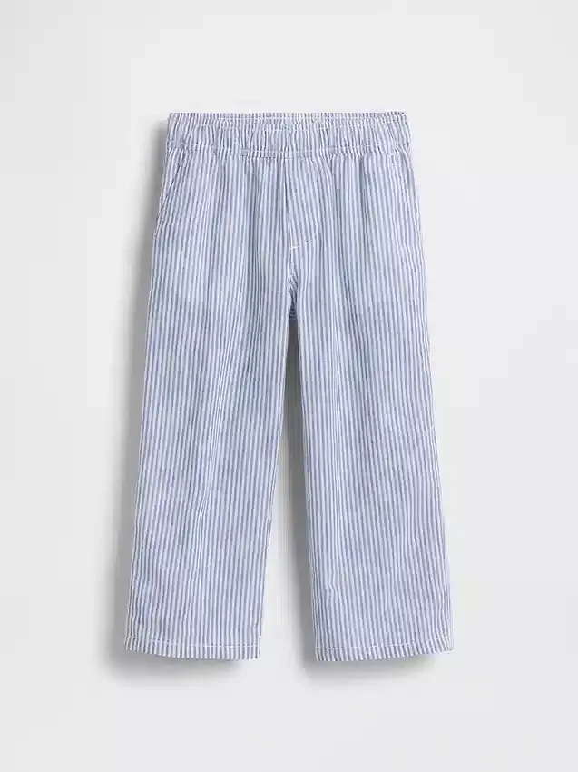 Pantalones sin tirantes de lino y algodón para bebés y niños pequeños