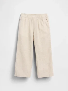 Pantalones sin tirantes de lino y algodón para bebés y niños pequeños