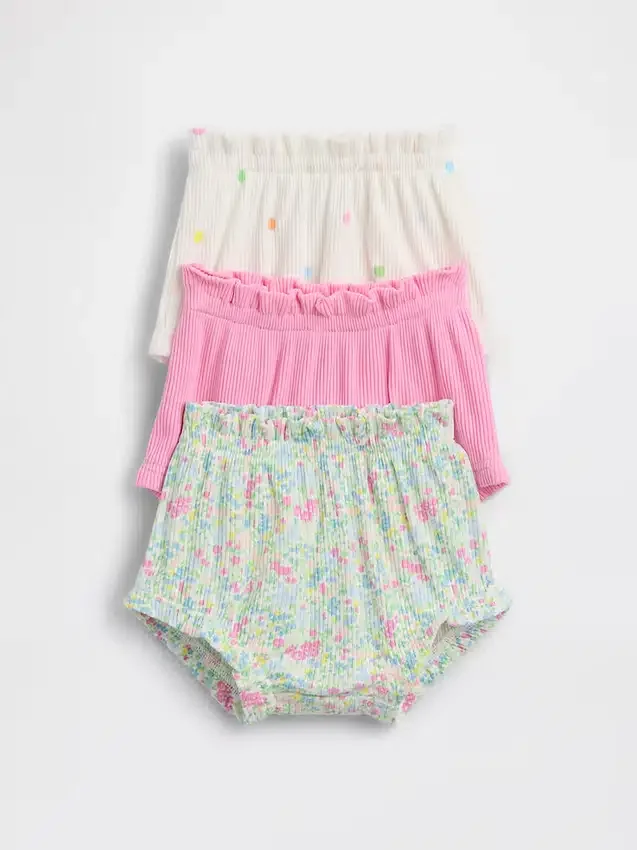 Pantalones tipo bloomer con volantes Tinyrib de Baby First Favorites (paquete de 3)