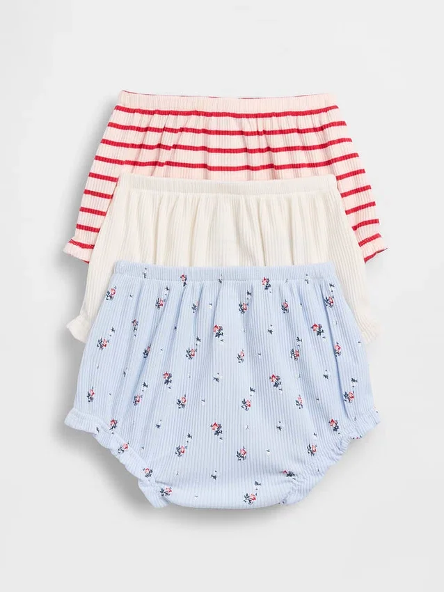 Pantalones tipo bloomer con volantes Tinyrib de Baby First Favorites (paquete de 3)