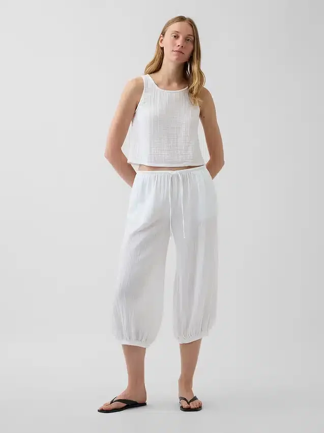 Pantalones tipo culotte de gasa de algodón