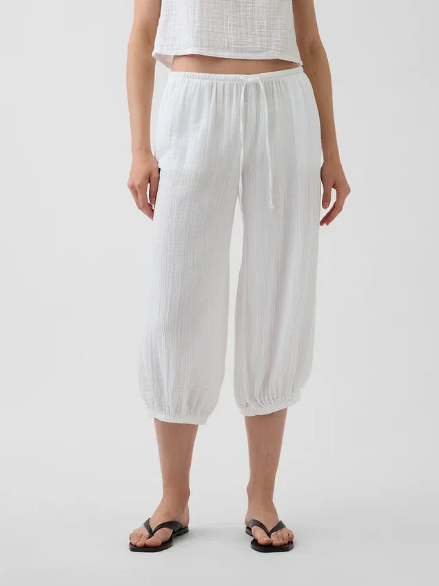 Pantalones tipo culotte de gasa de algodón