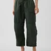 Pantalones utilitarios de sarga de talle medio con corte de barril