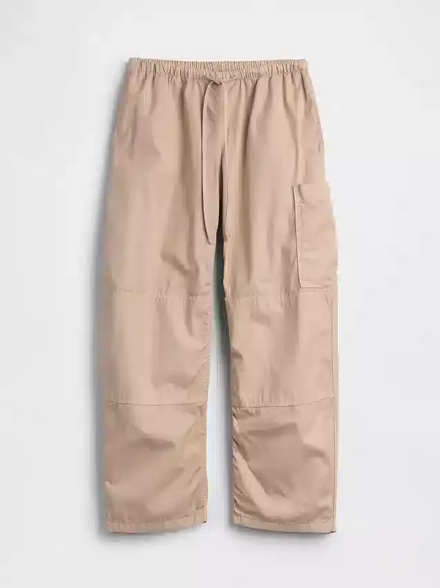 Pantalones utilitarios de sarga de talle medio con corte de barril