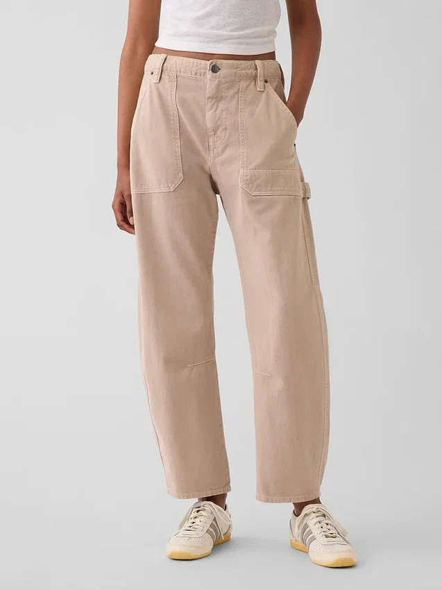 Pantalones utilitarios de talle medio hasta el tobillo