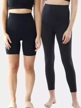 Paquete de dos: leggings y pantalones cortos de ciclismo posparto de Ingrid e Isabel