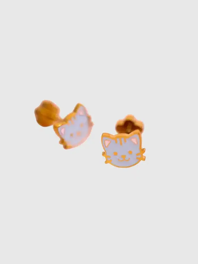 Pendientes de rosca con diseño de gato