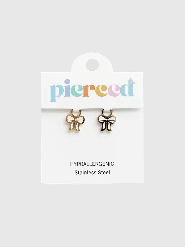 Pierced Co: Colgante de lazo rosa para aretes tipo huggie