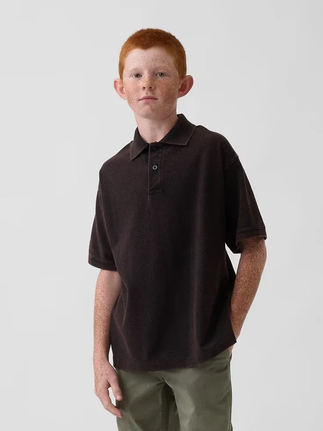 Polo de piqué holgado para niños