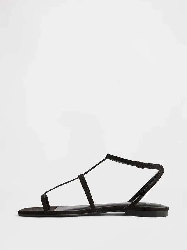 Sandalias con correa en T de gamuza vegana