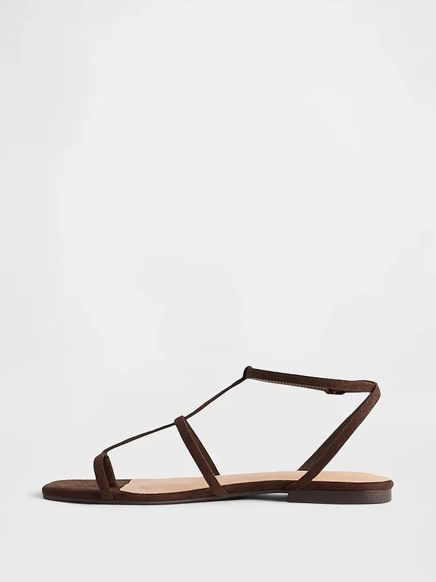 Sandalias con correa en T de gamuza vegana