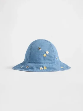 Sombrero de denim bordado para bebé