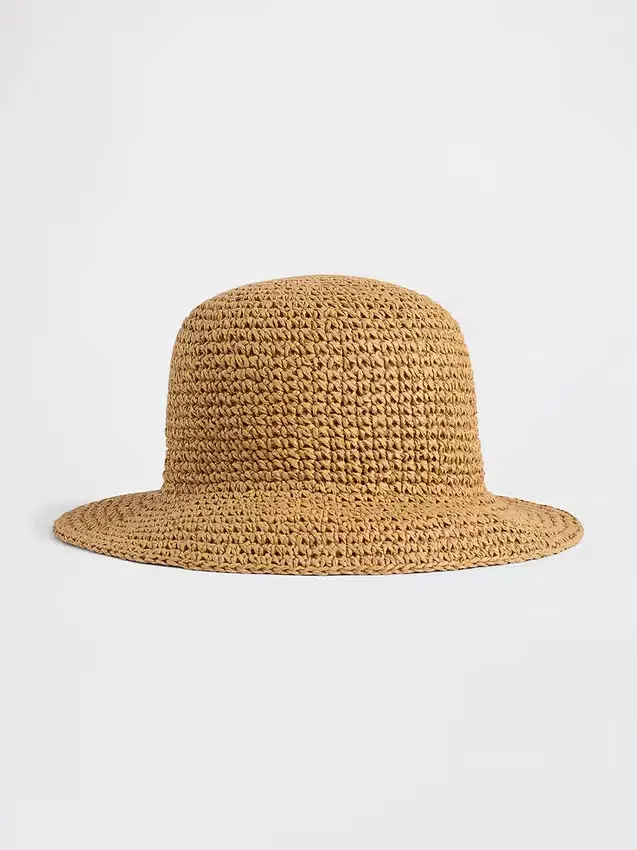 Sombrero de paja tipo cubo para niños