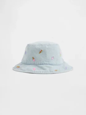Sombrero de pescador de mezclilla bordado para bebés y niños