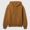 Sudadera con capucha acolchada y forro tipo waffle